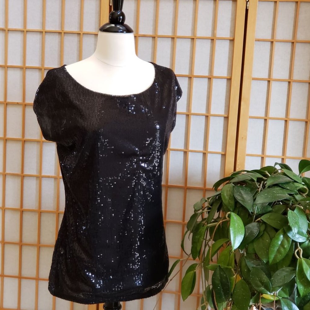 Black Sequined Sleeveless Top The LIMITED Sz L